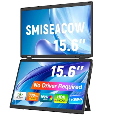 Smiseacow 15.6" 1080p IPS Double Portable Laptop Monitor for $156 + free shipping