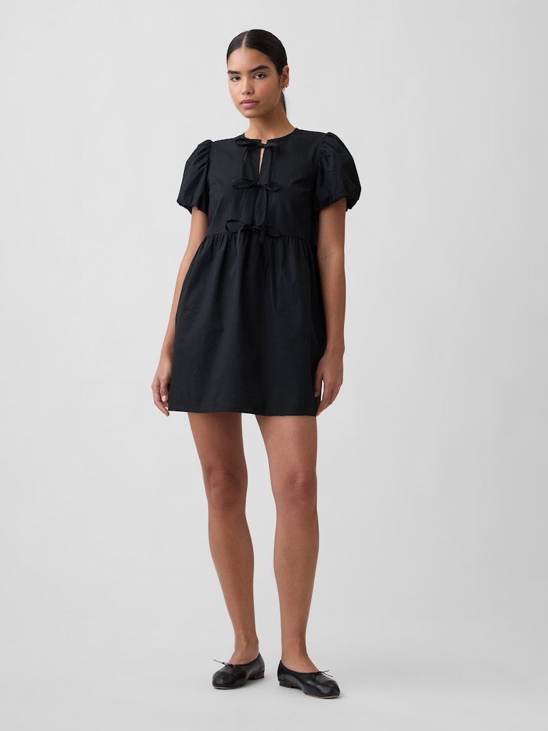 Puff Sleeve Tie-Front Mini Dress: $29.99 Puff Sleeve Tie-Front Mini Dress: $29.99