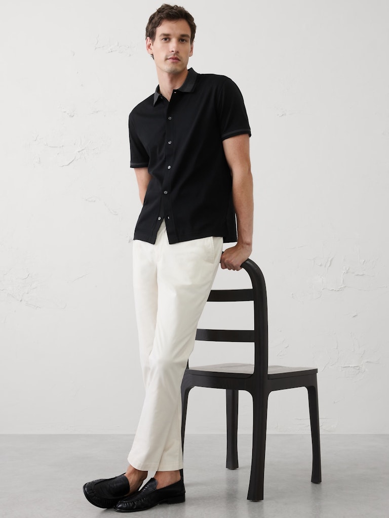 Slim-Fit Luxe Touch Button-Down Polo: $35 Slim-Fit Luxe Touch Button-Down Polo: $35