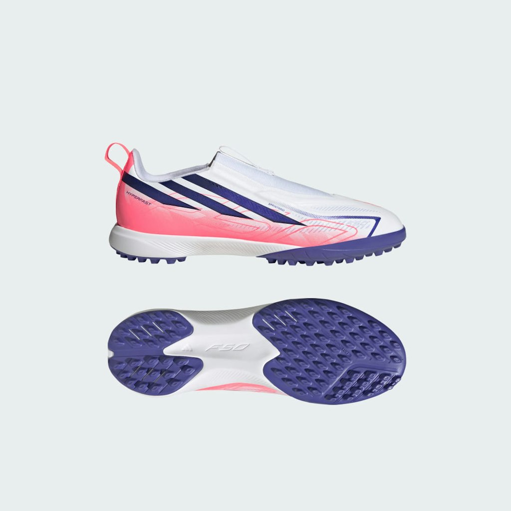 F50 Hyperfast Laceless Kids' Turf Soccer Shoes: $70