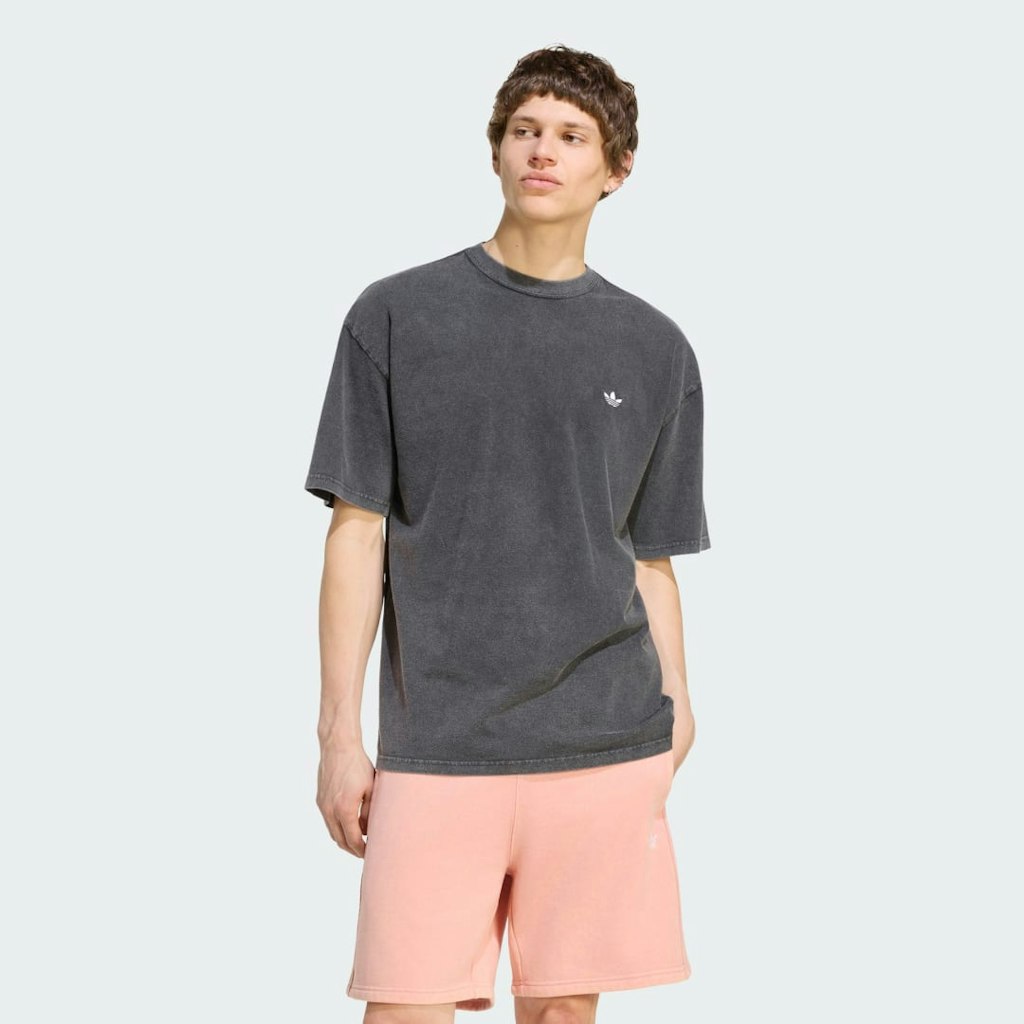 Trefoil Essentials Washed Loose Dropped Shoulder Tee: $35 Trefoil Essentials Washed Loose Dropped Shoulder Tee: $35