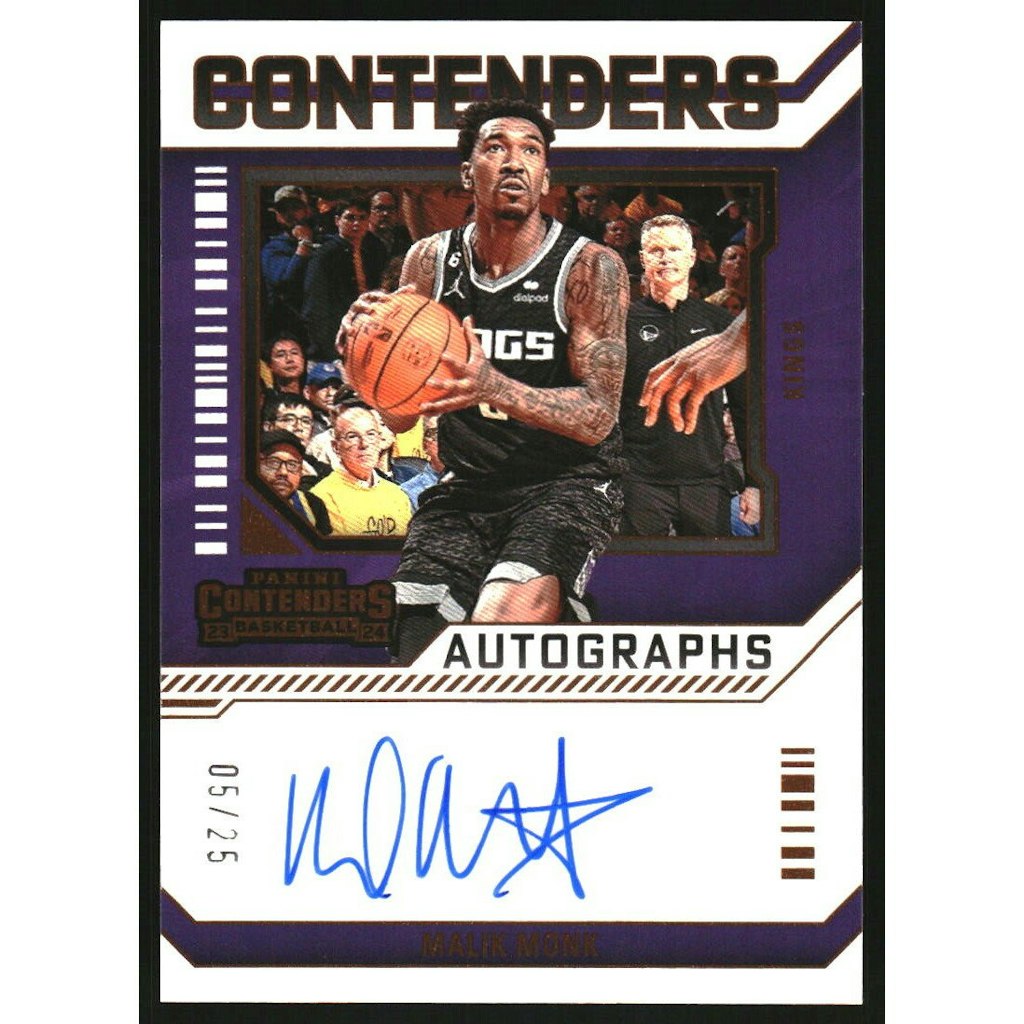2023-24 Panini Contenders Malik Monk Bronze Autograph Card: $22.50 2023-24 Panini Contenders Malik Monk Bronze Autograph Card: $22.50