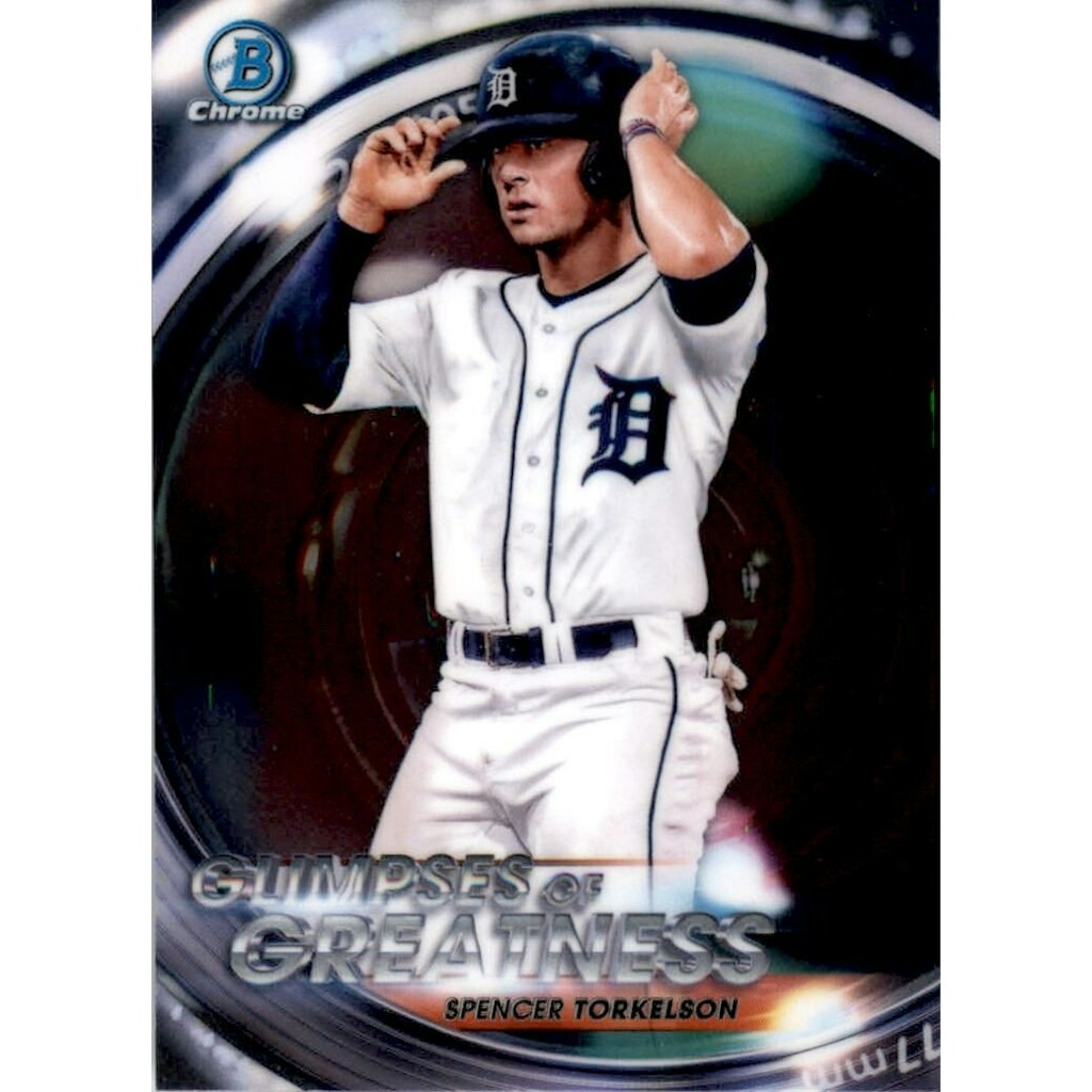 Spencer Torkelson 2020 Bowman Chrome Draft Glimpses of Greatness Card: $10.50 Spencer Torkelson 2020 Bowman Chrome Draft Glimpses of Greatness Card: $10.50