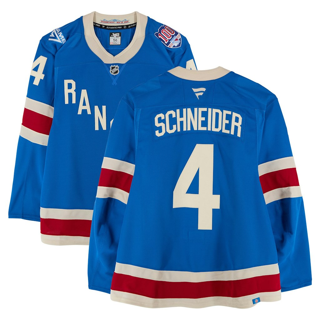 Braden Schneider New York Rangers Game-Used #4 Centennial Jersey: $2,499.99 Braden Schneider New York Rangers Game-Used #4 Centennial Jersey: $2,499.99