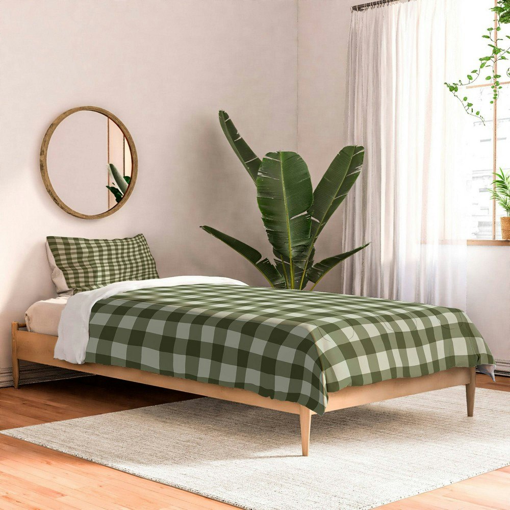 Deny Designs Twin/Twin XL Color Poems Gingham Moss Comforter and Sham Set: $199.99