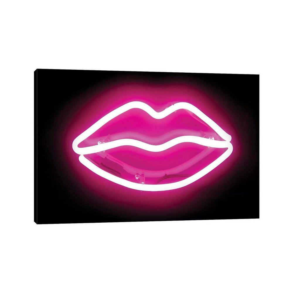 12" x 18" Neon Lips Pink on Black Wall Canvas by Hailey Carr: $45.99 12" x 18" Neon Lips Pink on Black Wall Canvas by Hailey Carr: $45.99