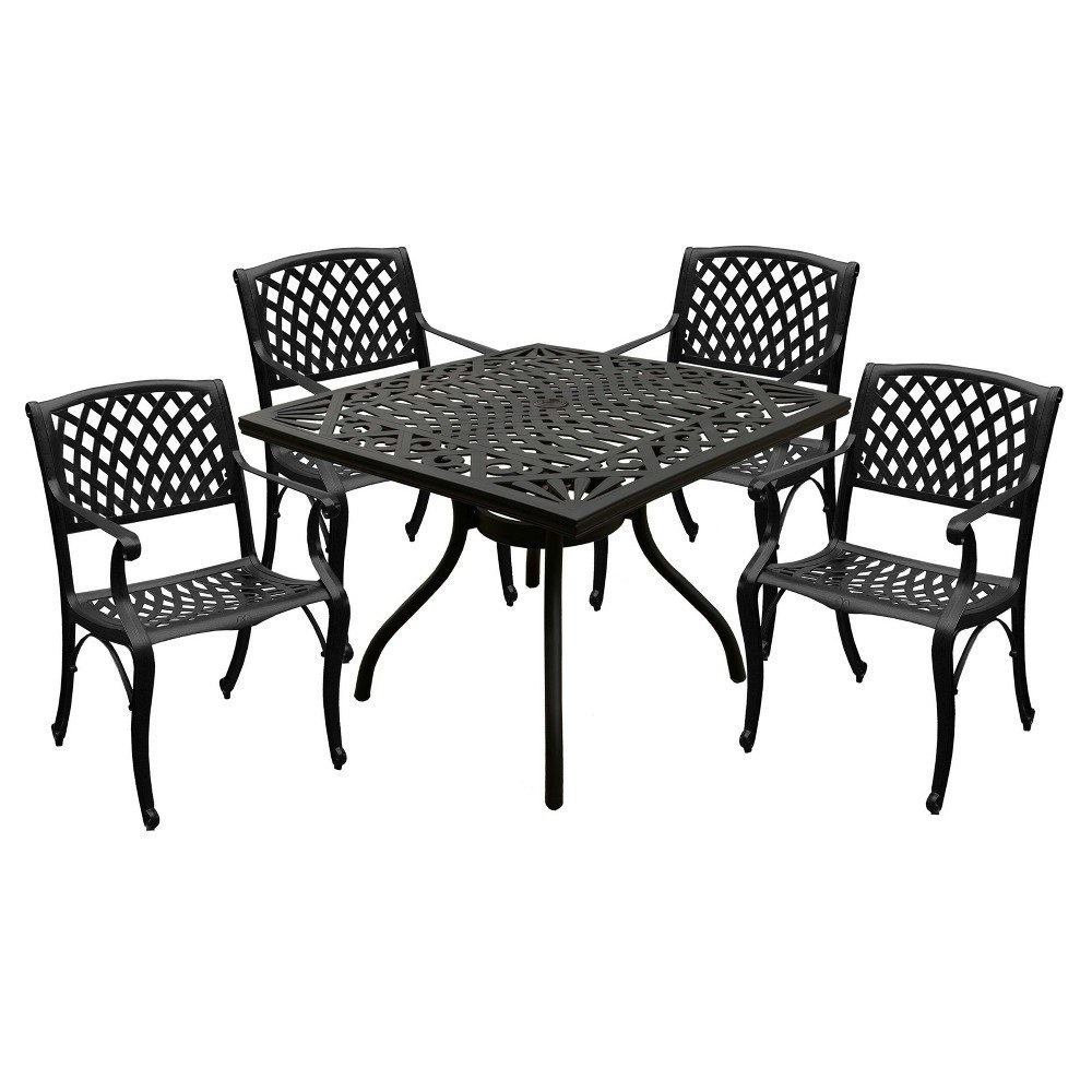 Oakland Living 5-Piece Ornate 37-Inch Square Outdoor Table and Chair Set: $701.99