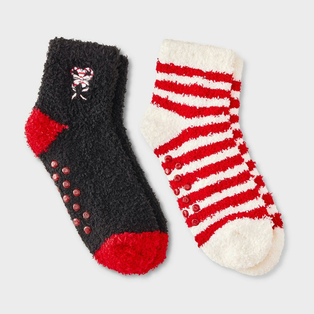 Kid's Embroidered Candy Cane Christmas Ankle Socks 2-Pack: $3.25