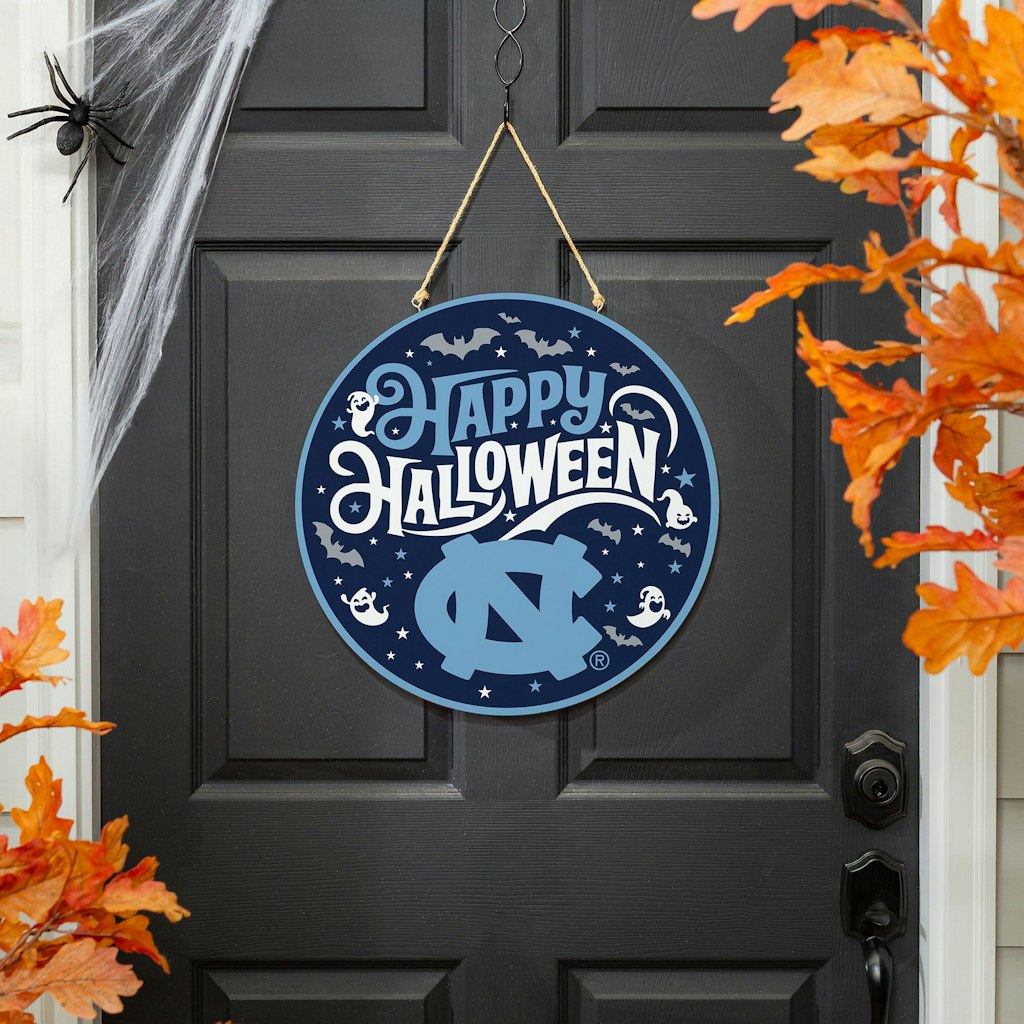 North Carolina Tar Heels 18-Inch Happy Halloween Wooden Round Door Sign: $44.99 North Carolina Tar Heels 18-Inch Happy Halloween Wooden Round Door Sign: $44.99
