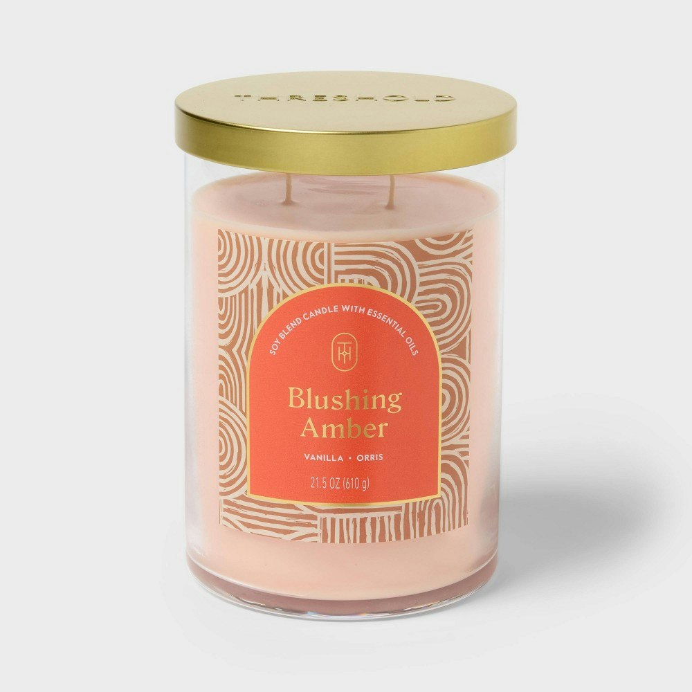 Threshold Blushing Amber 21.5oz 2-Wick Lidded Glass Jar Candle: $15 Threshold Blushing Amber 21.5oz 2-Wick Lidded Glass Jar Candle: $15