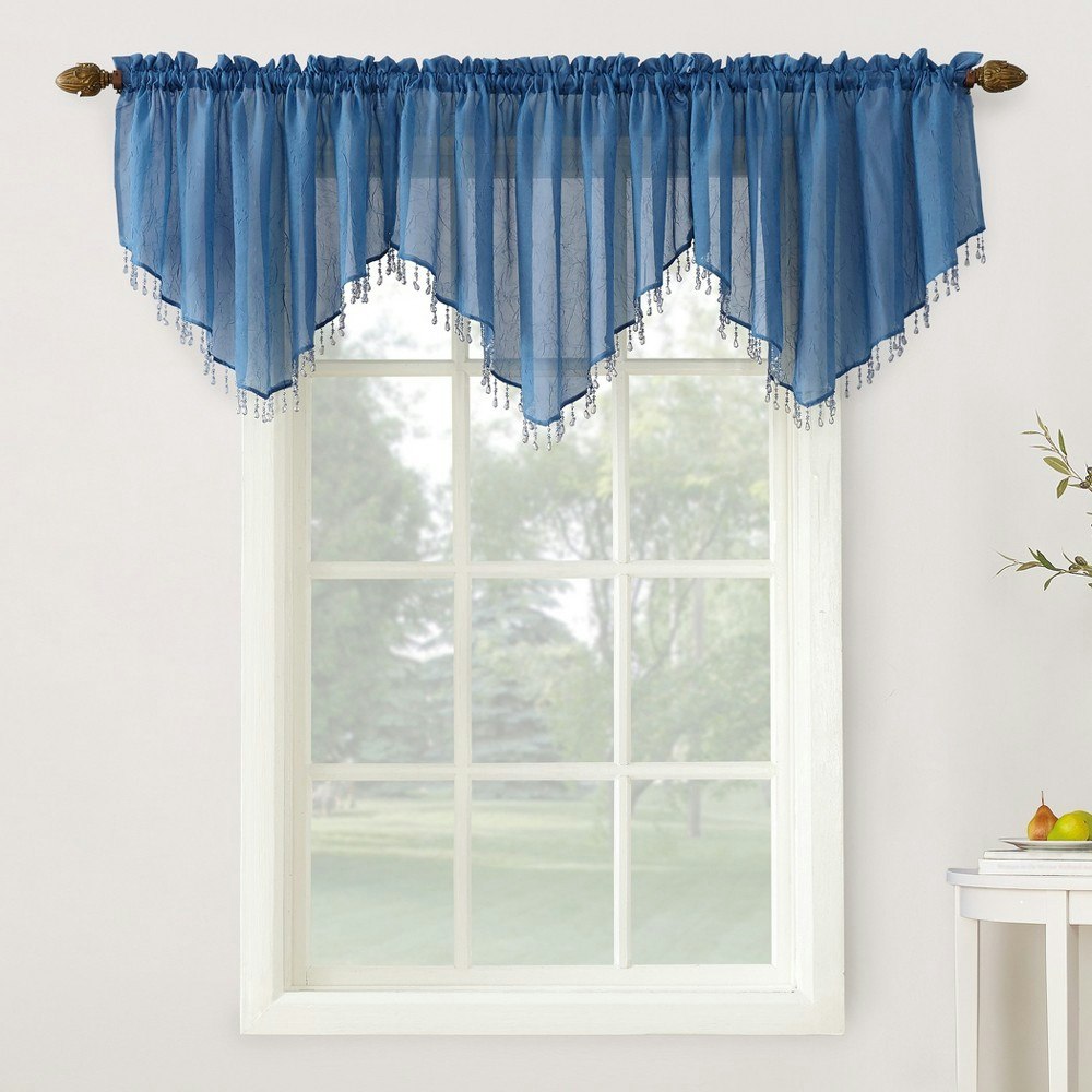 No. 918 Erica 24"x51" Crushed Sheer Voile Beaded Curtain Valance: $19.99