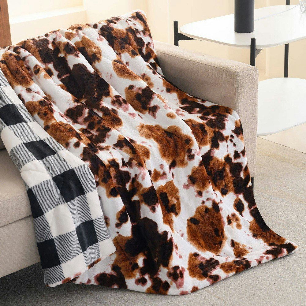 Sutton Home Fashions 50"x60" Quilted Velvet Buffalo Check Throw Blanket: $26.99