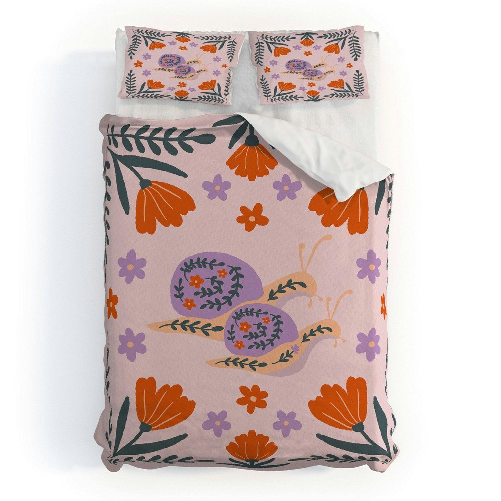 Deny Designs Angela Minca Snails and Flowers Full Duvet and Sham 3-Piece Set: $189.99