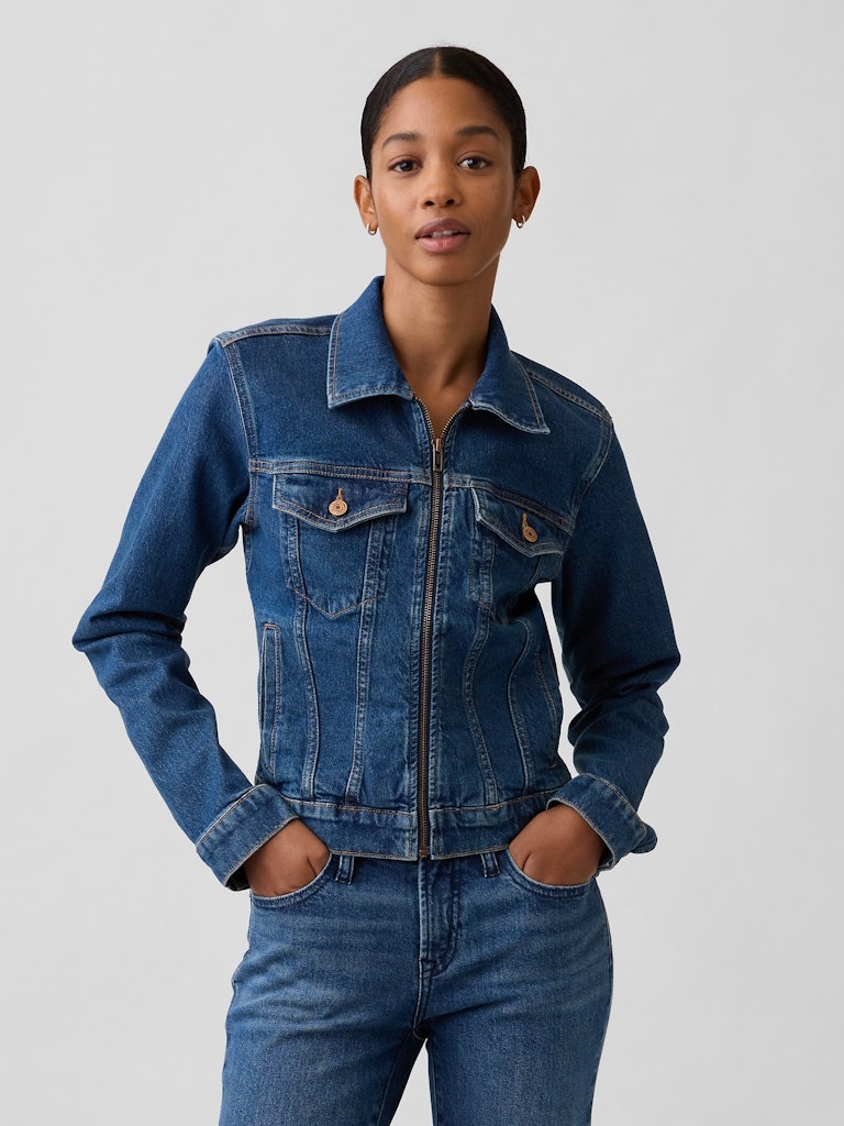 Shrunken Icon Denim Zip Jacket: $31.99