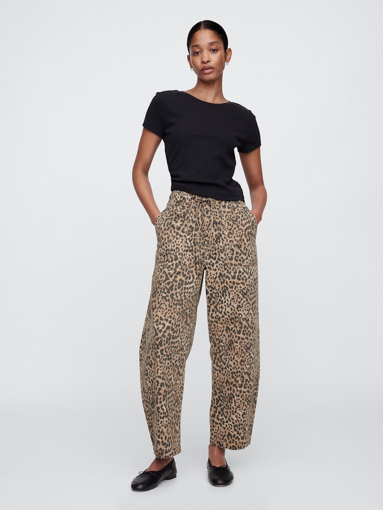 Mid Rise Soft Pull-On Barrel Jeans: $44.99 Mid Rise Soft Pull-On Barrel Jeans: $44.99