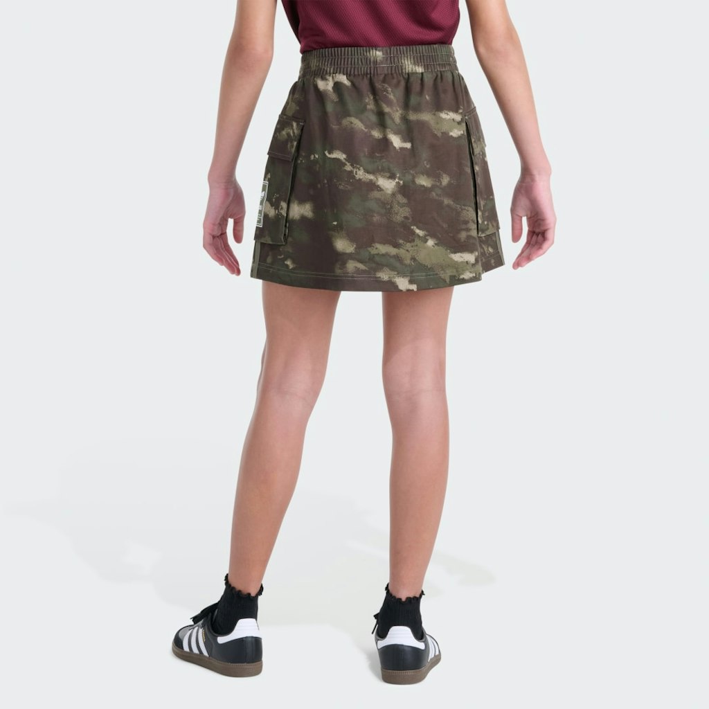 Camo Printed Cargo Skirt with Elastic Waistband: $45