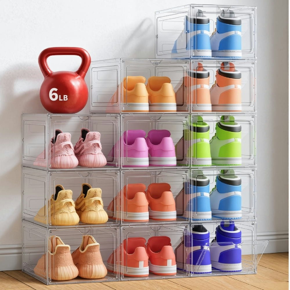 Kitsure 12-Pack Foldable Plastic Shoe Storage Boxes: $59.89 Kitsure 12-Pack Foldable Plastic Shoe Storage Boxes: $59.89