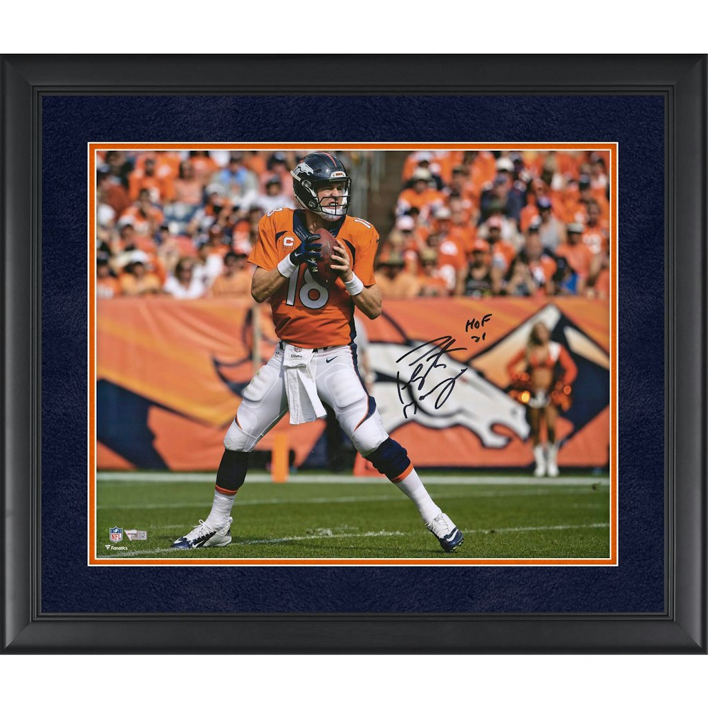 Peyton Manning Autographed 16" x 20" Framed Denver Broncos Action Photograph: $749.99 Peyton Manning Autographed 16" x 20" Framed Denver Broncos Action Photograph: $749.99