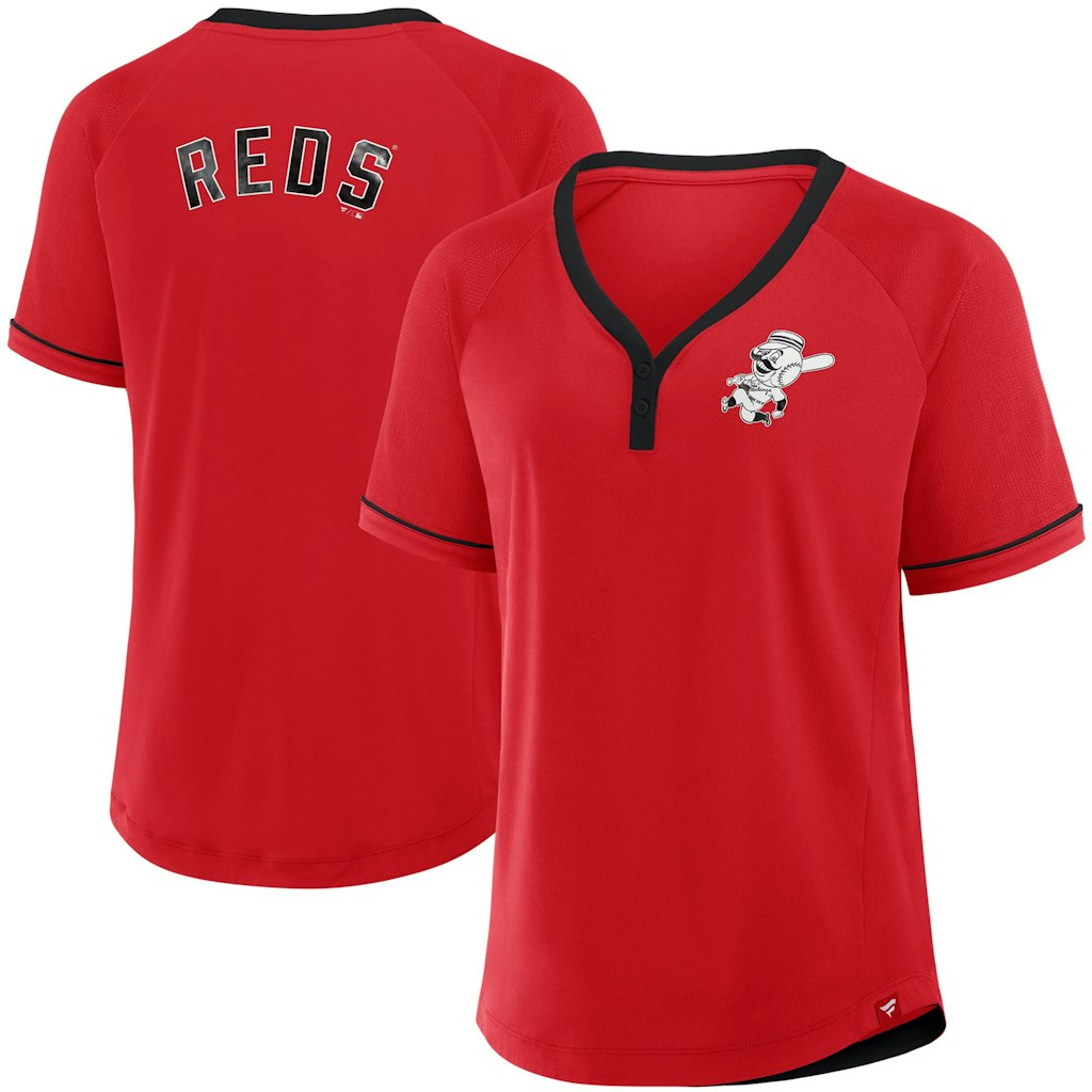Fanatics Cincinnati Reds Cooperstown Collection Women's Raglan V-Neck T-Shirt: $41.24