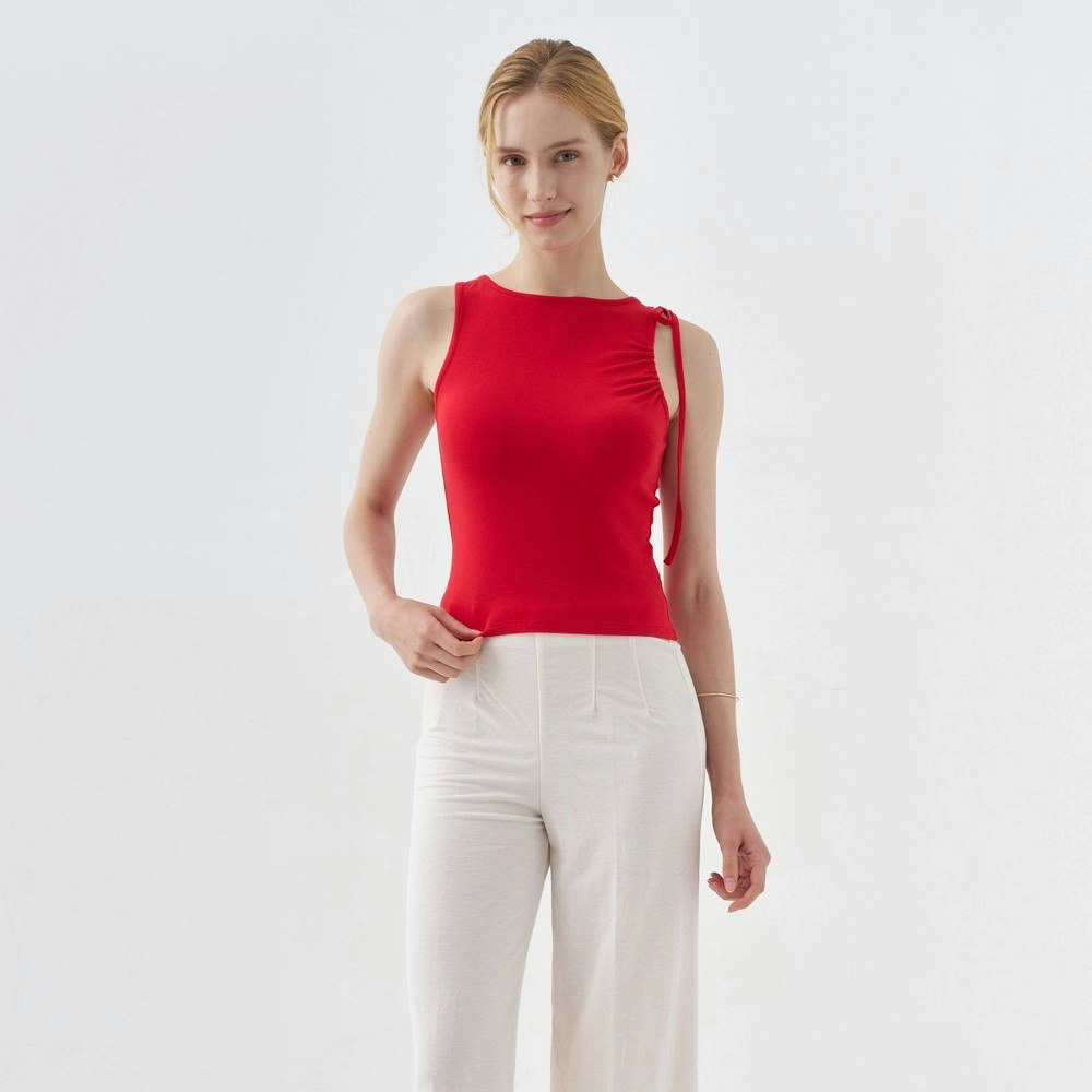 Women's Slim Fit Side-Tie Tank Top: $22