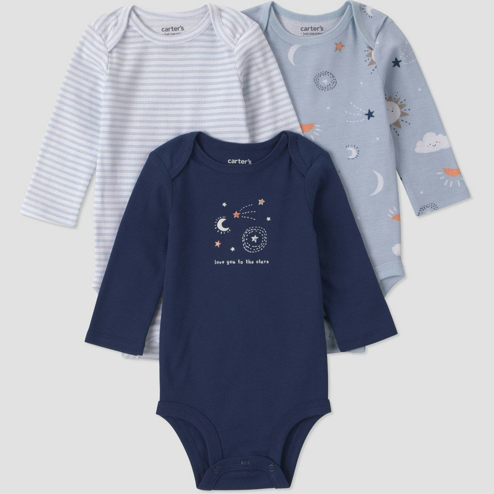 Carter's Just One You Baby Boys' Long Sleeve Bodysuits 3-Pack: $12
