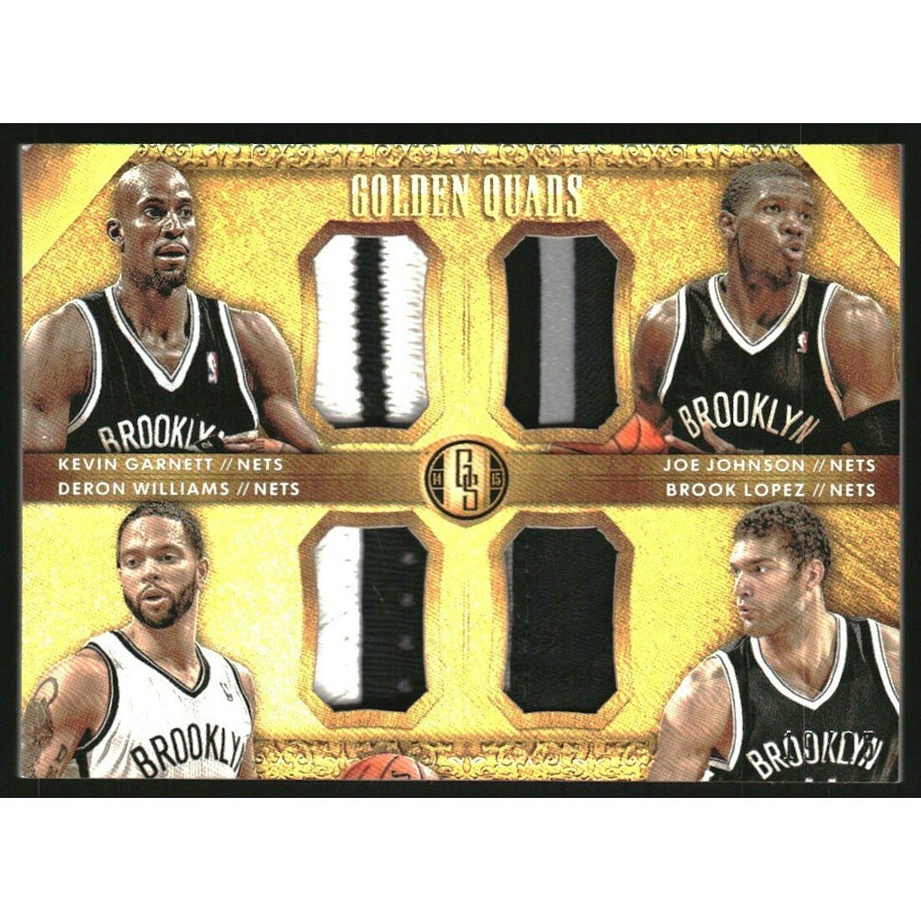 2014-15 Panini Gold Standard Golden Quads Brook Lopez, Deron Williams, Joe Johnson, and Kevin Garnett /25: $150