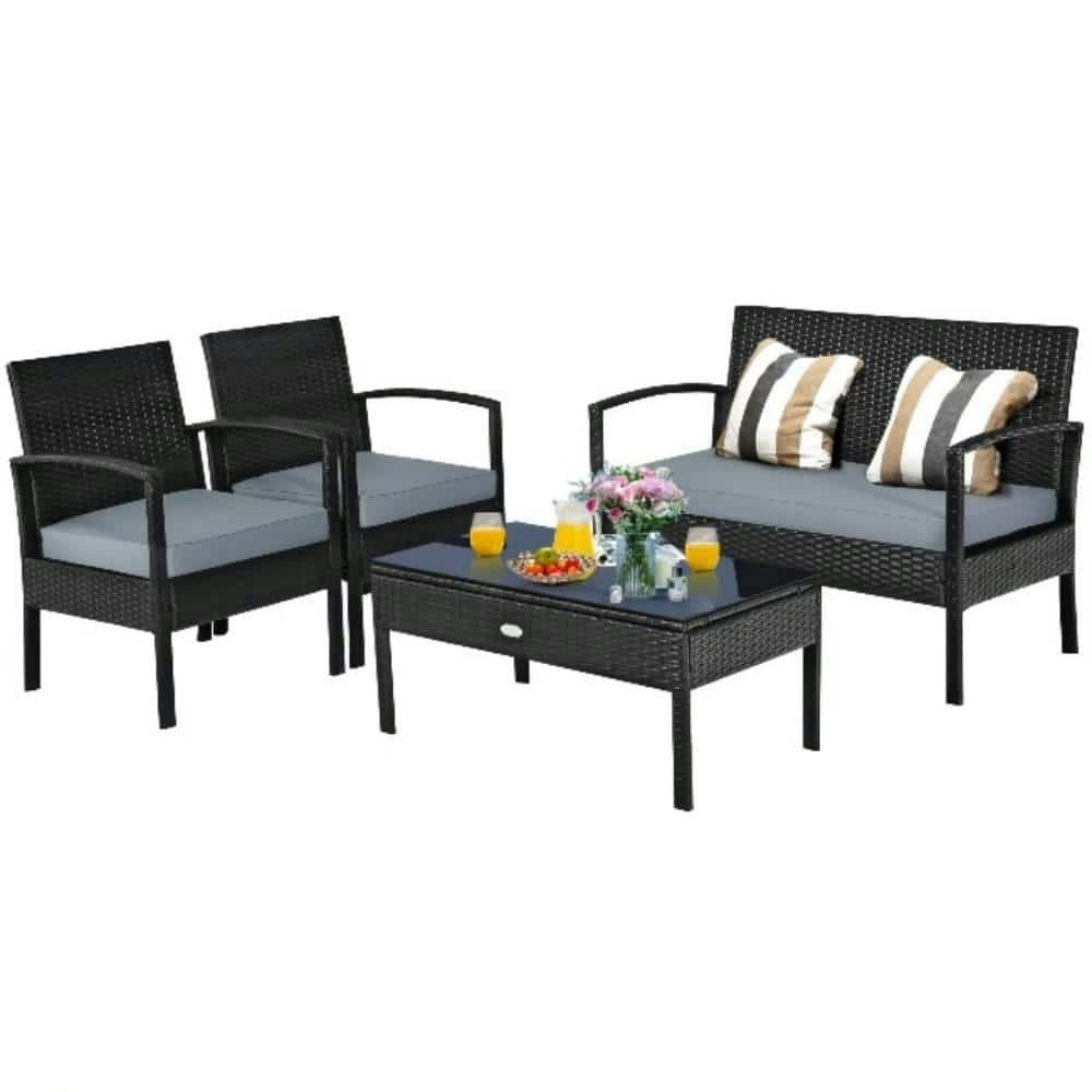 4-Piece Wicker Patio Conversation Set: $375.72