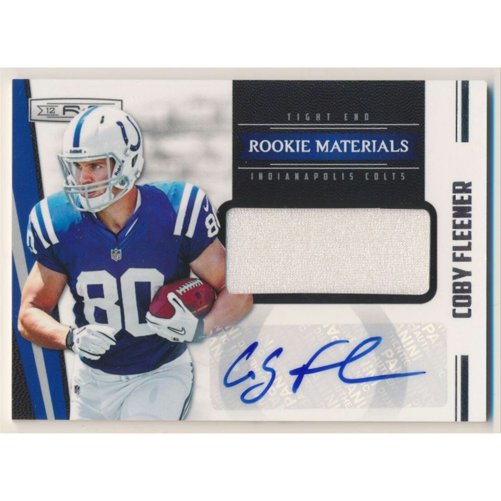 2012 Rookies and Stars Coby Fleener Rookie Jersey Autograph Card: $12 2012 Rookies and Stars Coby Fleener Rookie Jersey Autograph Card: $12