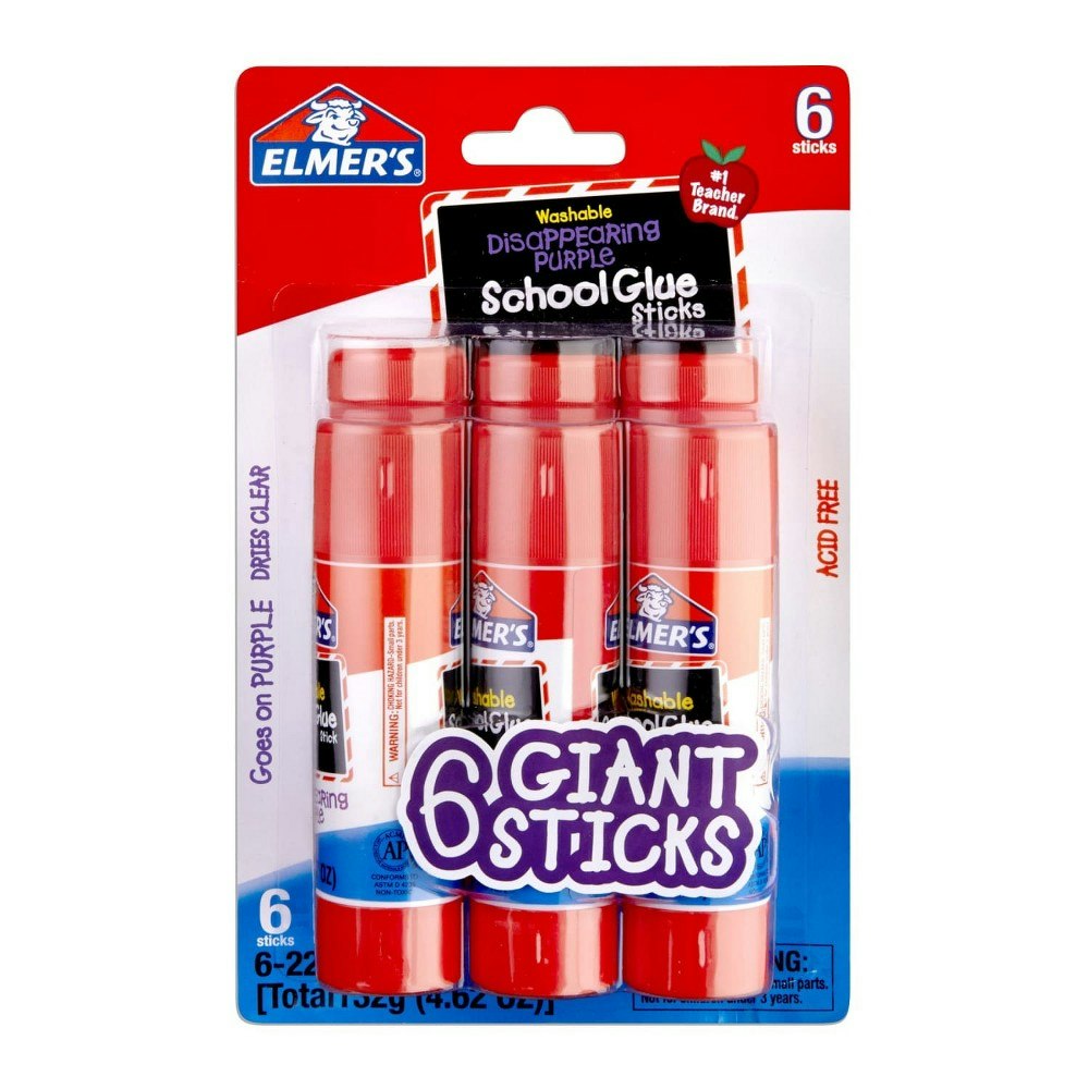 Elmer's Washable Disappearing Purple Glue Sticks 6-Pack: $5.29
