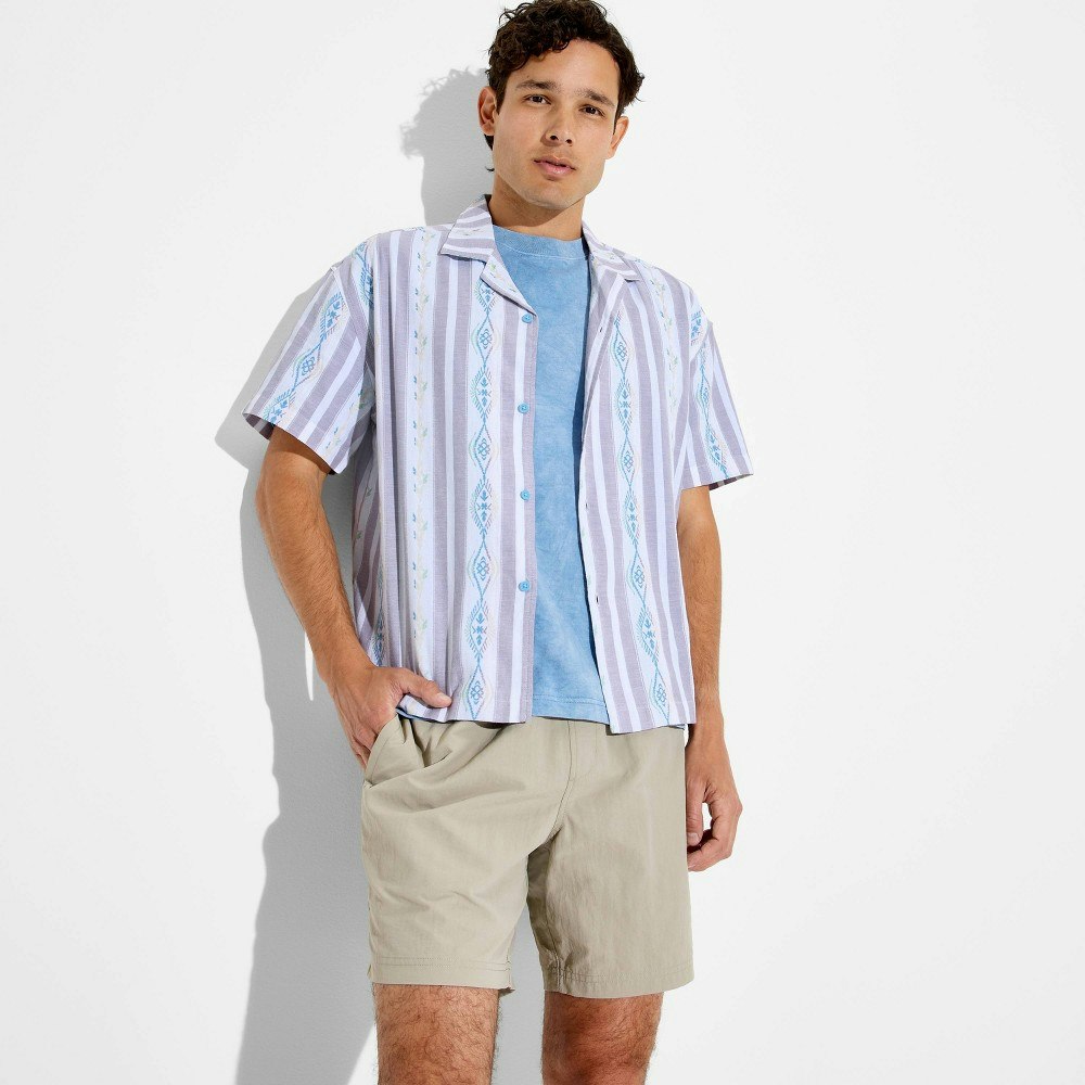 Men's Short Sleeve Dobby Button-Down Camp Shirt: $30 Men's Short Sleeve Dobby Button-Down Camp Shirt: $30