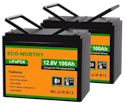 Eco-Worthy 12V 100AH LiFePO4 Lithium Battery 2-Pack w/ Bluetooth for $302 + free shipping