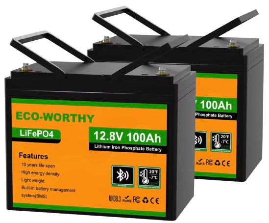 Eco-Worthy 12V 100AH LiFePO4 Lithium Battery 2-Pack w/ Bluetooth: $302 Eco-Worthy 12V 100AH LiFePO4 Lithium Battery 2-Pack w/ Bluetooth: $302