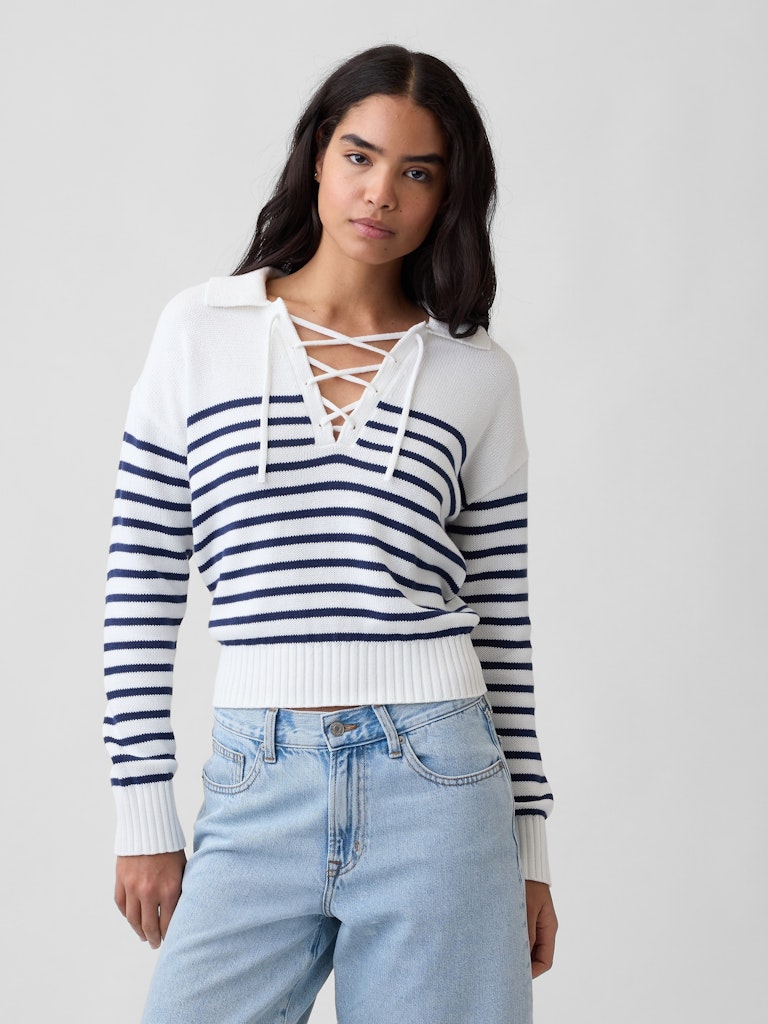 Relaxed Collared Sweater: $29.99