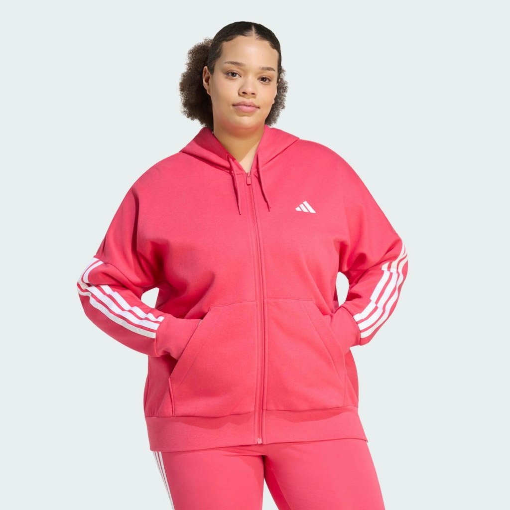 Adidas Essentials 3-Stripes Plus Size Fleece Hoodie: $60