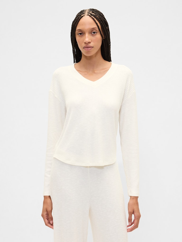 Relaxed Ribbed PJ Top: $13.97