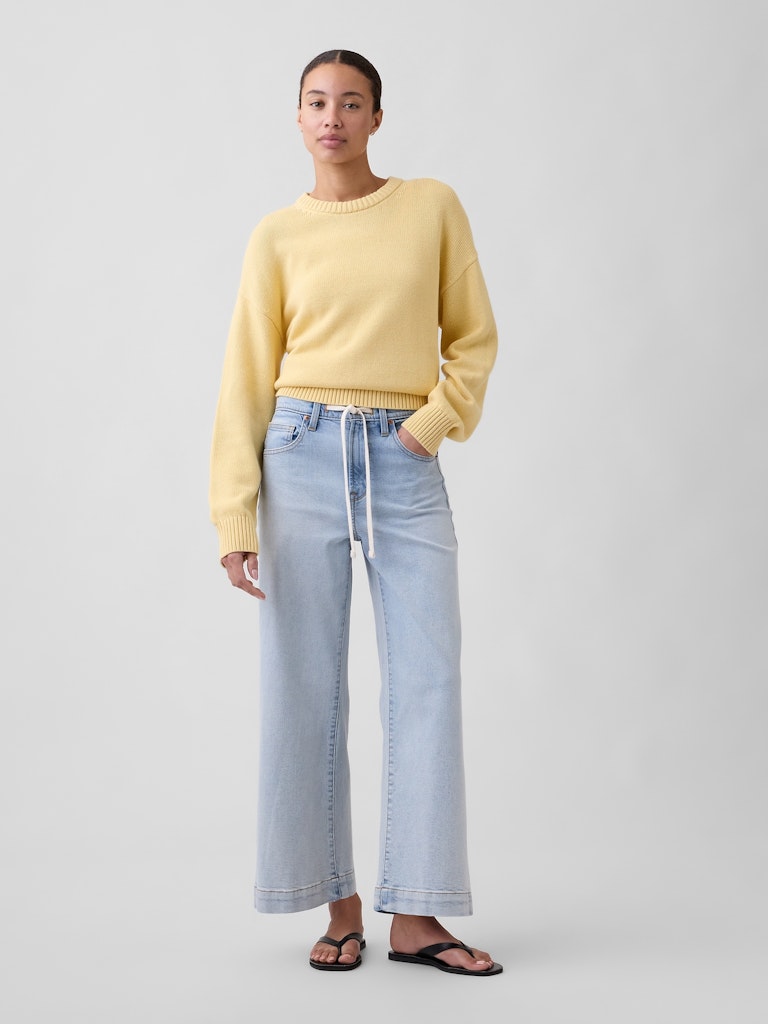 High Rise Wide-Leg Crop Drawstring Jeans: $54.99 High Rise Wide-Leg Crop Drawstring Jeans: $54.99