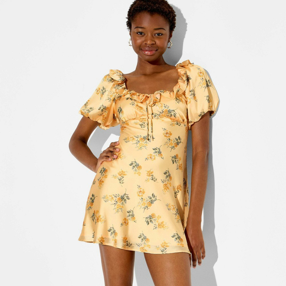 Wild Fable Women's Puff Sleeve Satin Mini Dress: $35 Wild Fable Women's Puff Sleeve Satin Mini Dress: $35