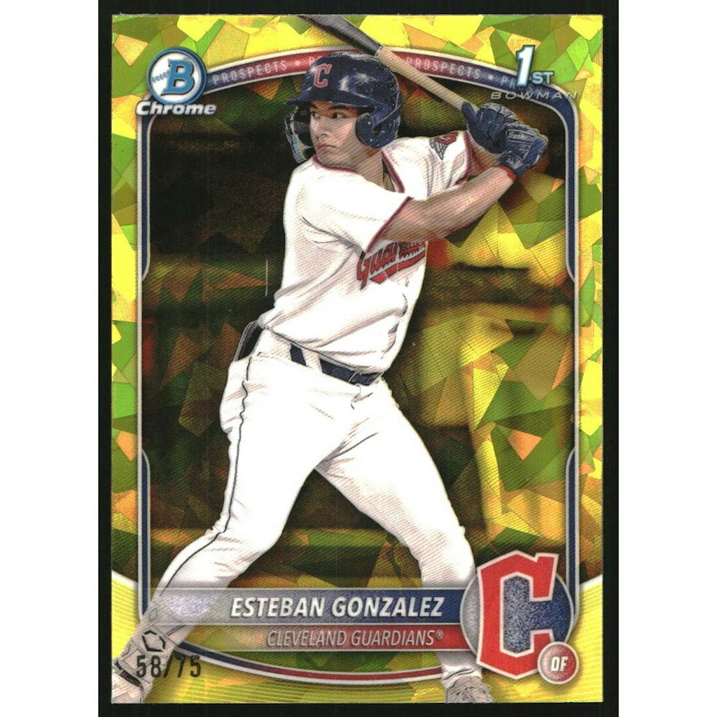 2025 Bowman Chrome Sapphire Esteban Gonzalez Yellow Refractor Baseball Card: $10 2025 Bowman Chrome Sapphire Esteban Gonzalez Yellow Refractor Baseball Card: $10