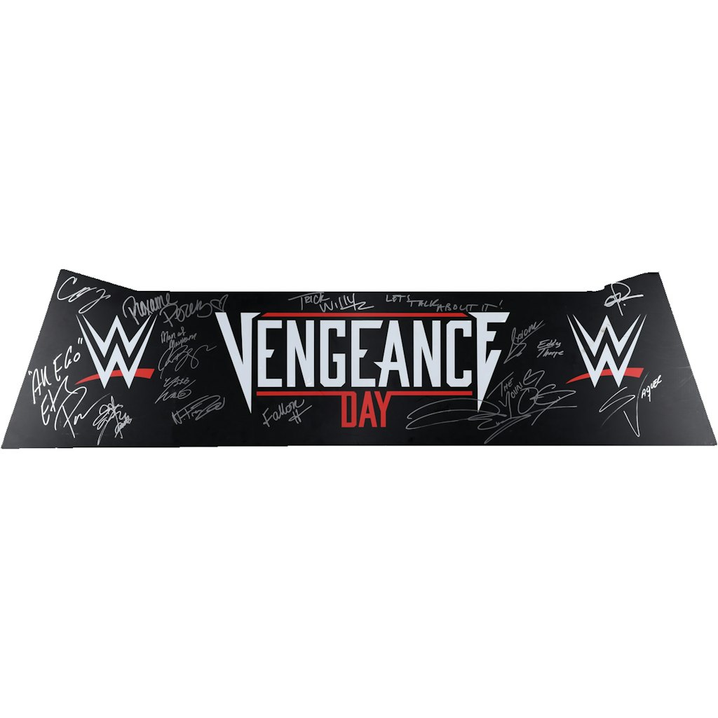 NXT Vengeance Day 2025 Event-Used Autographed Announce Table Cowl: $499.99 NXT Vengeance Day 2025 Event-Used Autographed Announce Table Cowl: $499.99