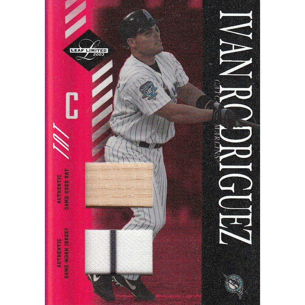 2003 Leaf Limited Ivan Rodriguez Marlins Bat-Jersey Card: $32