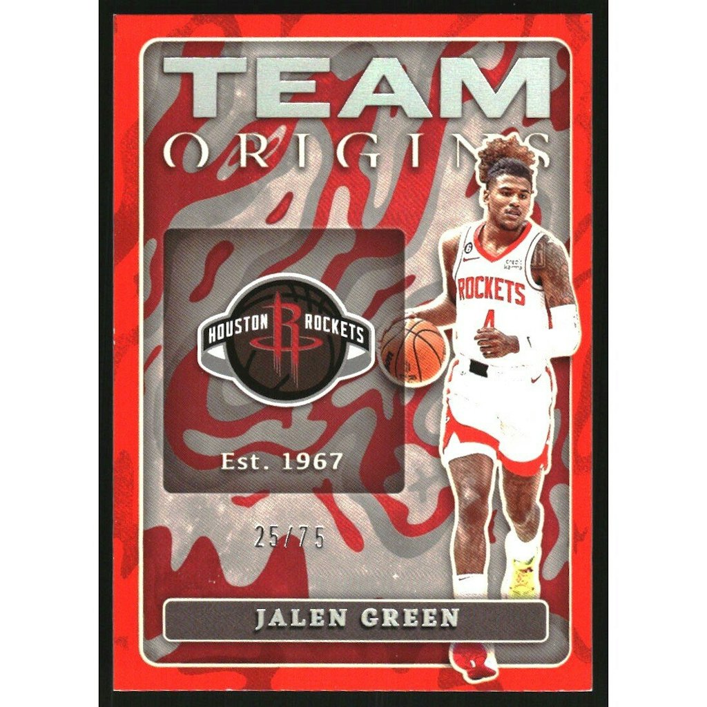2022-23 Panini Origins Jalen Green Team Origins Red Card: $22.50 2022-23 Panini Origins Jalen Green Team Origins Red Card: $22.50