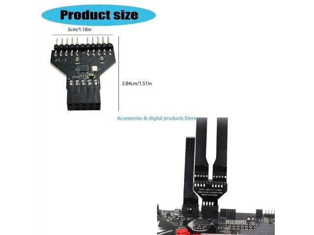 Motherboard USB 9-Pin Header Splitter 1-to-2 Adapter: $12.17