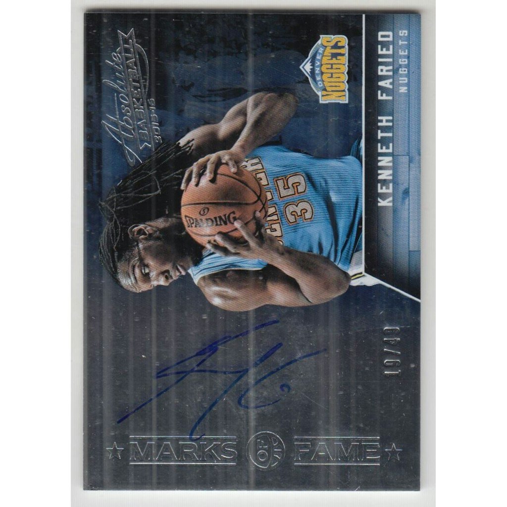 2015-16 Absolute Memorabilia Marks of Fame Kenneth Faried /49: $10.80 2015-16 Absolute Memorabilia Marks of Fame Kenneth Faried /49: $10.80