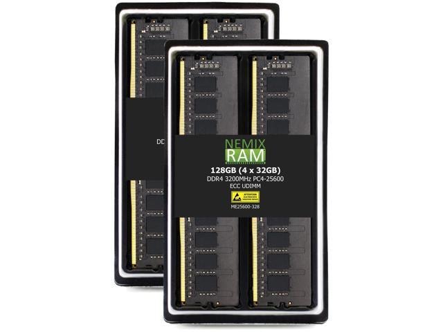 Nemix RAM 128GB DDR4 3200MHz ECC Unbuffered UDIMM 4-Pack: $1,193.49