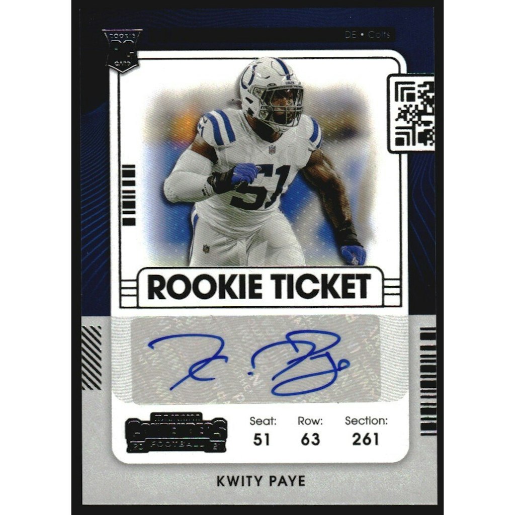 2021 Panini Contenders Kwity Paye Rookie Autograph Card: $16 2021 Panini Contenders Kwity Paye Rookie Autograph Card: $16