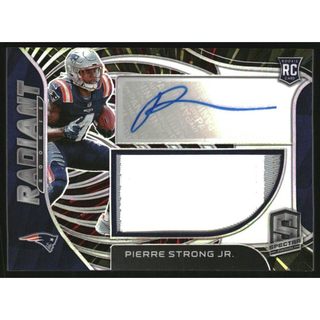 2022 Panini Spectra Pierre Strong Jr. Radiant Rookie Patch Signature Card: $30 2022 Panini Spectra Pierre Strong Jr. Radiant Rookie Patch Signature Card: $30