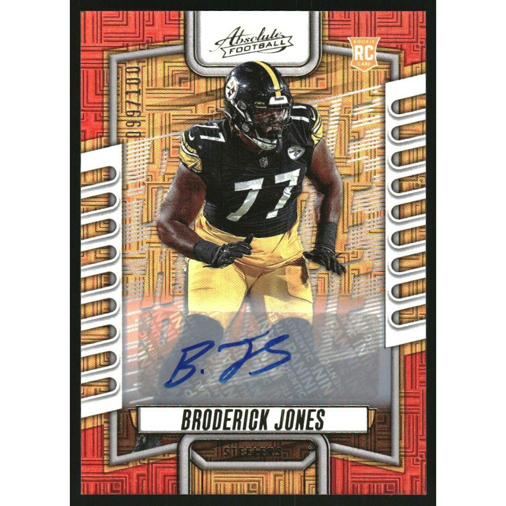2023 Absolute Signatures Broderick Jones Red Squares Card #151/100: $12 2023 Absolute Signatures Broderick Jones Red Squares Card #151/100: $12