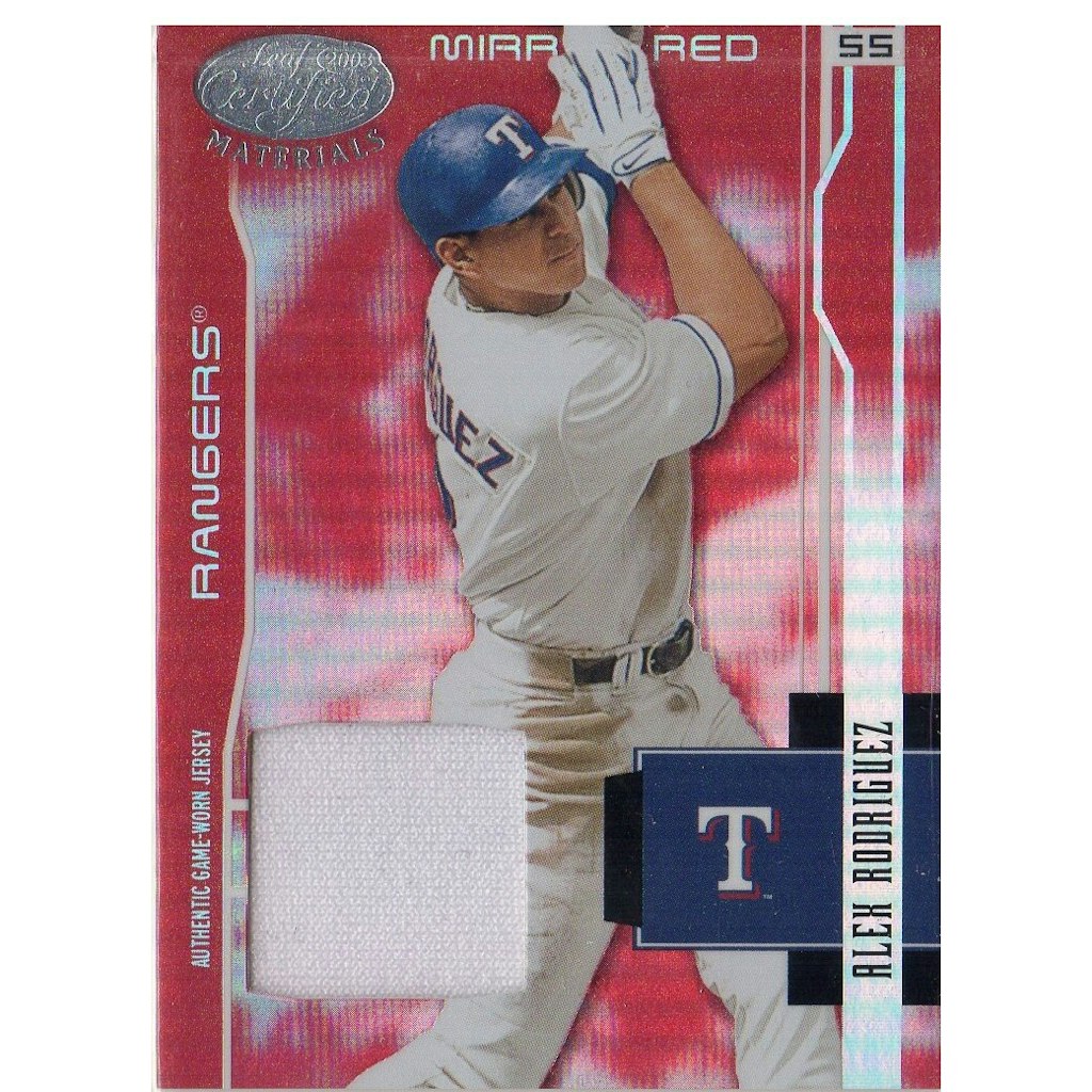 2003 Leaf Certified Materials Mirror Red Alex Rodriguez #185 Jersey Card /250: $20 2003 Leaf Certified Materials Mirror Red Alex Rodriguez #185 Jersey Card /250: $20