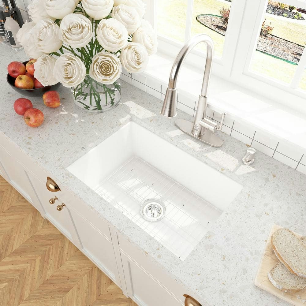 27-Inch Single Bowl Fireclay Undermount Kitchen Sink with Infrared Faucet: $465.53 27-Inch Single Bowl Fireclay Undermount Kitchen Sink with Infrared Faucet: $465.53