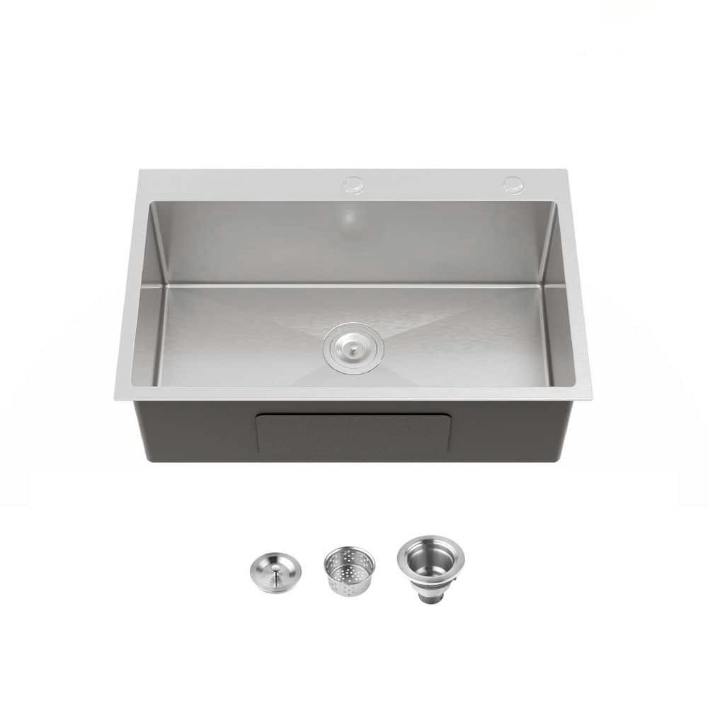 30-inch Drop-In Single Bowl Stainless Steel Kitchen Sink: $190.98